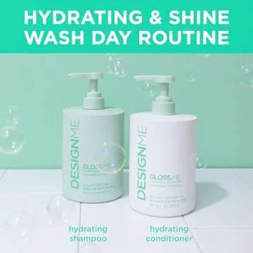 Design.Me GLOSS.ME Hydrating Shampoo | Hemp & Argan Oil Shampoo Adds Softness & Shine | Straight, Wavy, or Curly Hair Shampoo | Sulfate-Free & Color-Safe Moisturizing Shampoo for Dry Hair, 32 Fl Oz