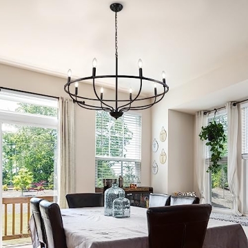 WBinDX 8-Light Black Chandelier for Modern Farmhouse Decor