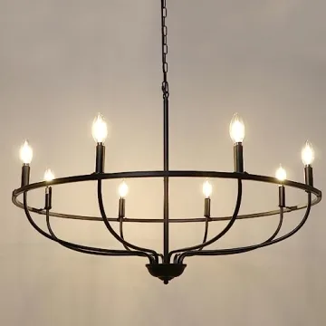 WBinDX 8-Light Black Chandelier for Modern Farmhouse Decor