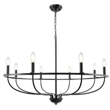 WBinDX 8-Light Black Chandelier for Modern Farmhouse Decor
