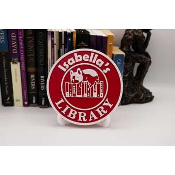 Name Library Sign 3D Printed Book Nook Decor with Stand, Unique Bookshelf Sign for Readers, Bookshelf Gift for Book Lovers Personalized sign