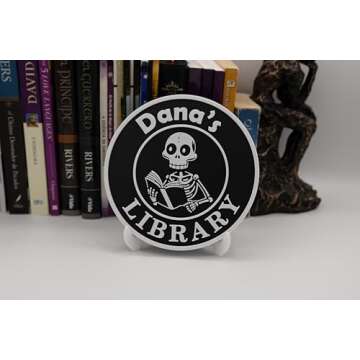 Name Library Sign 3D Printed Book Nook Decor with Stand, Unique Bookshelf Sign for Readers, Bookshelf Gift for Book Lovers Personalized sign