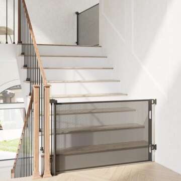 Cumbor 2 Pack Baby Gate Retractable Gates for Stairs, Mesh Dog Gate for The House, Wide Pet Gate 33" Tall, Extends to 55" Wide, Long Child Safety Gates for Doorways, Hallways, Indoor/Outdoor(Black)