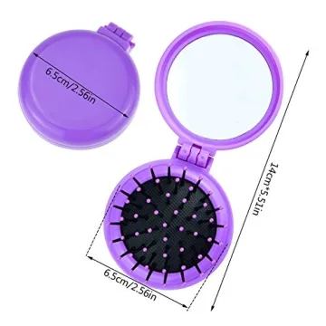 Heliltd Colorful Folding Travel Hair Brushes with Mirror