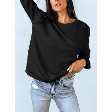 Dokotoo Women's Casual Crew Neck Sweatshirt Loose Soft Long Sleeve Pullover Tops
