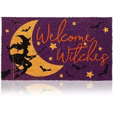 Juvale Halloween Coir Door Mat, 30x17 Inches Welcome Witches Door Mat, Durable Halloween Outdoor Mat...