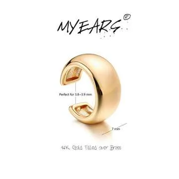 MYEARS Women's 14K Gold Filled Wrap Hoop Earring, 3.8-3.9mm, 7mm Band, Non-Pierced, Hypoallergenic, Minimalist, Boho Beach Style