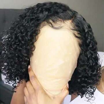 VRZ Curly Lace Front Wigs Short Human Hair Wigs 13x6 Afro Kinky Curly Lace Wigs for Women 8 inch