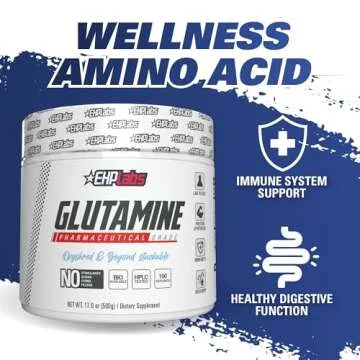 EHP Labs L Glutamine Powder Amino Acids - L-Glutamine, Workout Recovery, Immune Health & Gut Health Support (500g) - 100 Servings