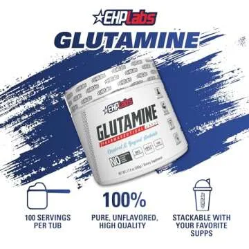 EHP Labs L Glutamine Powder Amino Acids - L-Glutamine, Workout Recovery, Immune Health & Gut Health Support (500g) - 100 Servings