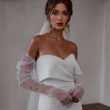 Eiaork Wedding Tulle Gloves for Brides & Teens - Elegant Elbow Length