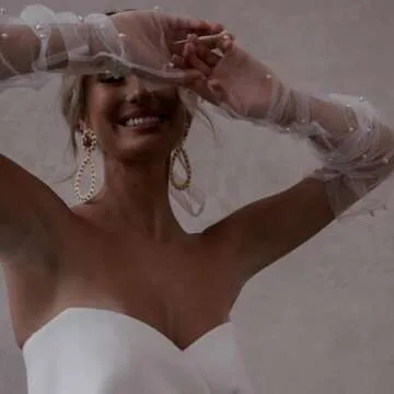 Eiaork Wedding Tulle Gloves for Brides & Teens - Elegant Elbow Length