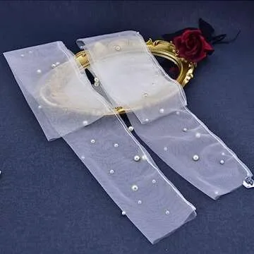 Eiaork Wedding Tulle Gloves for Brides & Teens - Elegant Elbow Length