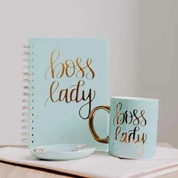 Sweet Water Decor Boss Lady Mint Spiral Notebook Motivational Notebooks Motivation Notebook Inspiration Boss Gift For Her Inspirational Hardcover Journal Lined Paper Gifts For Women Blank Diary Books
