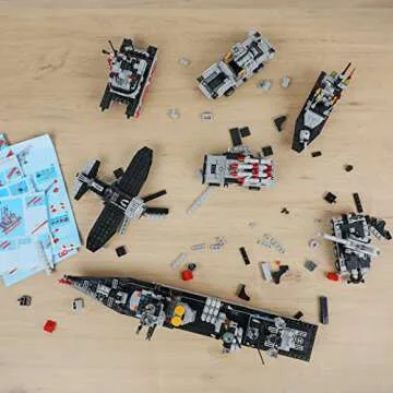 1296 Pieces Aircraft Carrier Building Blocks Set, Military Warship Battleship Building kit with Airplane, Patrol Boat, Army Car, Tank, Creative Roleplay Ship Gift Toys for Kids Boys Girls 6-12 Years