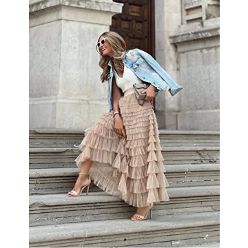 Shop Perbai Women's Elegant Long Tulle Skirt