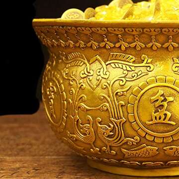 KKJJ Treasure Bowl Feng Shui Copper Wealth Decor