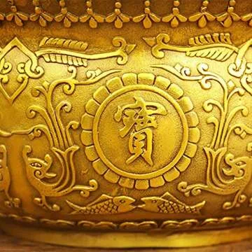 KKJJ Treasure Bowl Feng Shui Copper Wealth Decor