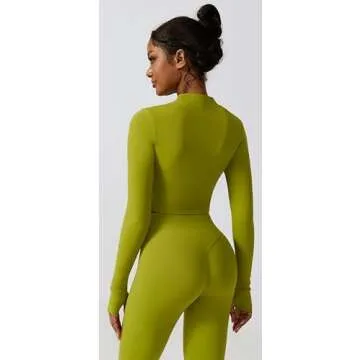3 Piece Workout Sets for Women with Strappy Sports Bras High Waist Leggings Crop Top Jacket Gym Yoga Outfit M Neon Green