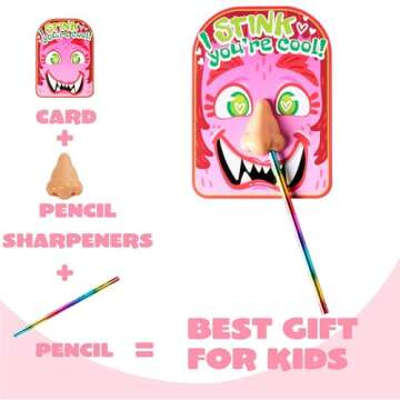 JOYIN 28PCS Valentines Day Stationery Kids Gift Set, Funny Nose Cards and Pencils Perfect for Classroom Exchange, Party Favor Holiday Reward Prizes