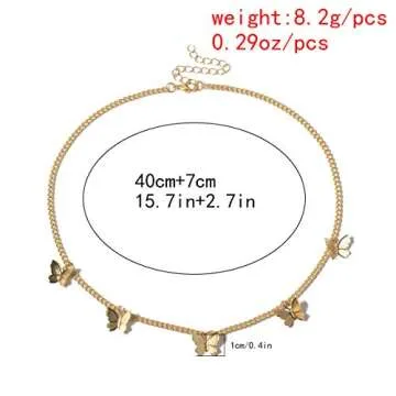 Kercisbeauty Gold Butterfly Necklace for Women Ladies Dainty Jewelry Butterfly Choker for Wedding Brides (Gold)