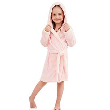 Cozy Pink Hooded Fleece Robe for Girls - Perfect for Pool & Sleep