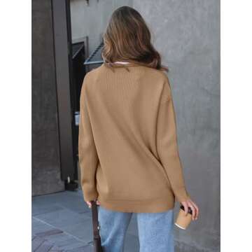 LILLUSORY Women Oversized Cardigan Sweater 2025 Fall Outfits Cloth Fashion V Neck Knit Button Front Casual Trendy Tops Khaki Large
