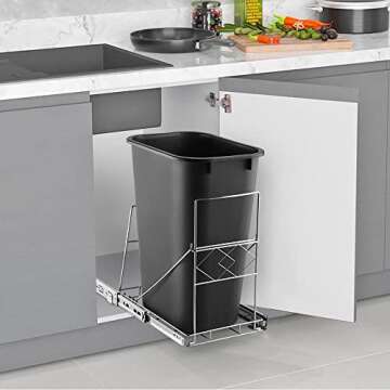 ThyLove Pull Out Trash can Under Cabinet,Open The Cabinet Door Undersink Organizers and Cupboard Organizers and Storage,Trash Can Not Included.