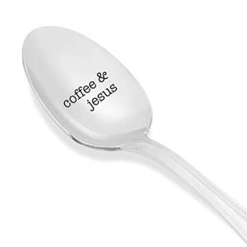 coffee Jesus engraved spoon - Christian Gifts for her - Pastor Gift Idea - Inspirational kitchen spo...