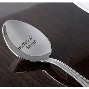coffee Jesus engraved spoon - Christian Gifts for her - Pastor Gift Idea - Inspirational kitchen spoon - Religious spoon - Keepsake coffee spoon - Housewarming gift - Christmas gifts