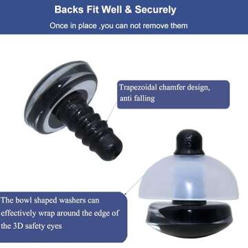 40Pcs 3D Glitter Safety Eyes and Washers - Thalinfayi 20mm 5Colors Strabismus Safety Eyes Glitter Moon Crochet Amigurumi Eyes for DIY Making or Replace of Amigurumi, Crafts, Crochet Doll Supplies