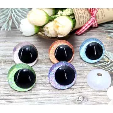 40Pcs 3D Glitter Safety Eyes and Washers - Thalinfayi 20mm 5Colors Strabismus Safety Eyes Glitter Moon Crochet Amigurumi Eyes for DIY Making or Replace of Amigurumi, Crafts, Crochet Doll Supplies