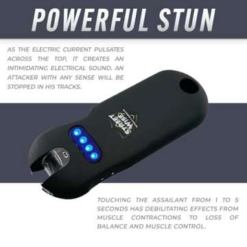 Streetwise Smart 24,000,000 Mini Stun Gun Keychain with Quick-Release, Rechargeable LED Flashlight – Self Defense Stun Gun for Women – Touch-Sensing Safety, Portable Personal Protection (Black)