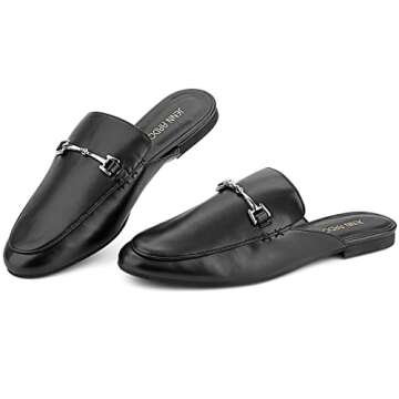 JENN ARDOR Mules for Women Flats Backless Loafers Shoes Slip On Slippers Pointed Toe Low Heel Work Slides Womens Mules Casual Shoes