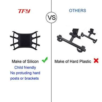 TFY Car Mount Universal Car Headrest Mount Holder with Silicon Holding Net Compatible with Both 4.5-6 Inch Phones and 7-10.5 Inch Tablets