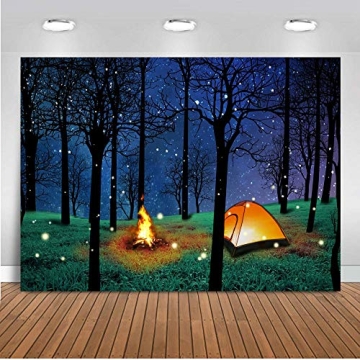 CHAIYA Enchanted Forest Night Scene Photography Backdrop - 7x5ft for Camping Theme Parties