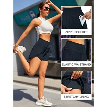 BMJL Women's High Waisted Workout Shorts with Pocket