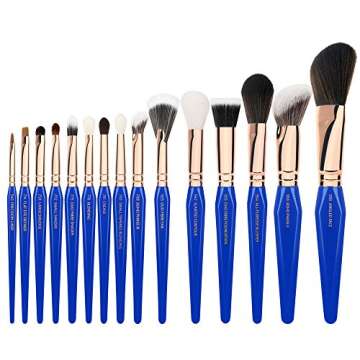 Bdellium Tools Professional Makeup Brush Golden Triangle - Phase III Complete 15pc. Brush Set with Stand-Up Pouch