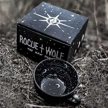 Rogue + Wolf Midnight Gothic Large Coffee Mug, Goth Skull Decor in Gift Box, Halloween Mugs, Witchy Gifts for Women, Spooky, Emo, Horror, Anime, Ghost, Occult, Novelty Porcelain Tea Cup - 17.6oz 500ml