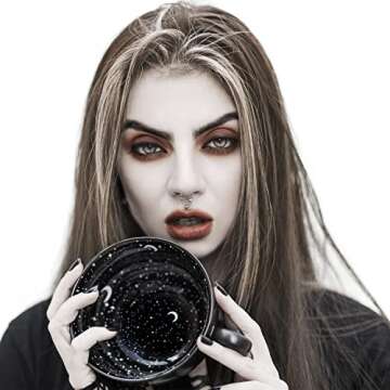 Rogue + Wolf Midnight Gothic Large Coffee Mug, Goth Skull Decor in Gift Box, Halloween Mugs, Witchy Gifts for Women, Spooky, Emo, Horror, Anime, Ghost, Occult, Novelty Porcelain Tea Cup - 17.6oz 500ml