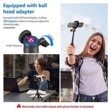 Neewer Smartphone Selfie Stick Tripod Stand, Extendable Rod Handle Grip Vlog Pole with 360°Ball Head, Remote and Phone Clip Compatible with iPhone/Android/Mirrorless Camera/Webcam/Action Camera