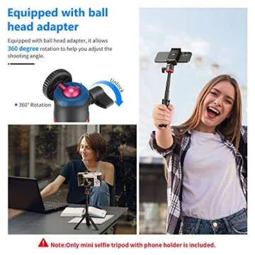 Neewer Smartphone Selfie Stick Tripod Stand, Extendable Rod Handle Grip Vlog Pole with 360°Ball Head, Remote and Phone Clip Compatible with iPhone/Android/Mirrorless Camera/Webcam/Action Camera