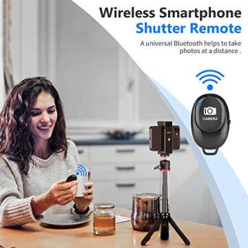 Neewer Smartphone Selfie Stick Tripod Stand, Extendable Rod Handle Grip Vlog Pole with 360°Ball Head, Remote and Phone Clip Compatible with iPhone/Android/Mirrorless Camera/Webcam/Action Camera