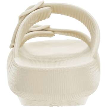 WHITIN Slides for Women Men Thick Sole Cushioned Pillow Slippers Waterproof Comfy Shoes Adjustable EVA Foam Bathroom Sandals Beach House Sandles for Ladies Male Beige