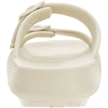 WHITIN Slides for Women Men Thick Sole Cushioned Pillow Slippers Waterproof Comfy Shoes Adjustable EVA Foam Bathroom Sandals Beach House Sandles for Ladies Male Beige