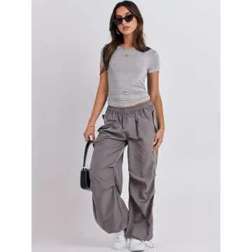 ANRABESS Women’s Short Sleeve Summer T Shirts Crew Neck Slim Fit Basic Tee 2025 Going Out Crop Tops Y2k Outfits Grey Medium