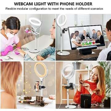 Computer Ring Light with Stand for Desk - 8'' Desktop Circle Light Ring for Video Conference Lighting, Laptop Webcam Light for Zoom Meeting Video Calls Home Office Remote Work