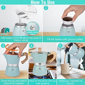 MORDEN MS Moka Pot Stovetop Espresso Maker for Italian Coffee