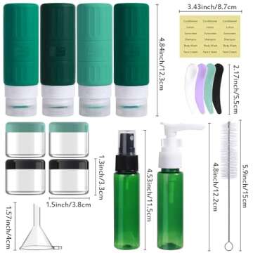 GLAMFIELDS Travel Bottles for Toiletries,TSA Approved 3.3oz Size LeakProof Silicone Toiletry Contain...