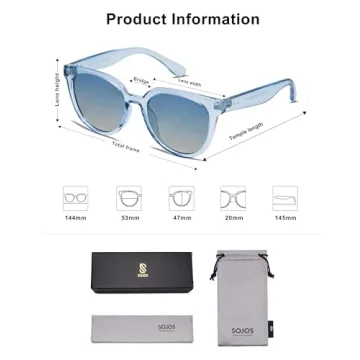 SOJOS Trendy Cat Eye Round Polarized Sunglasses for Women Fashion UV Protection Sunnies Sunglasses SJ2175, Light Blue Frame/Top Blue Bottom Brown Lens